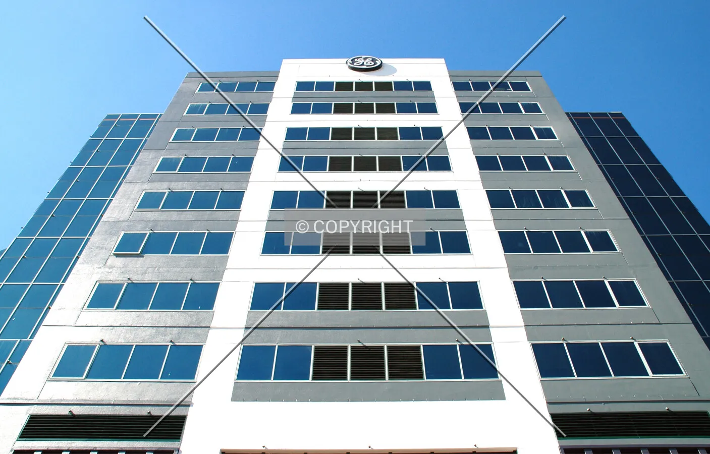 Looking up the west facade