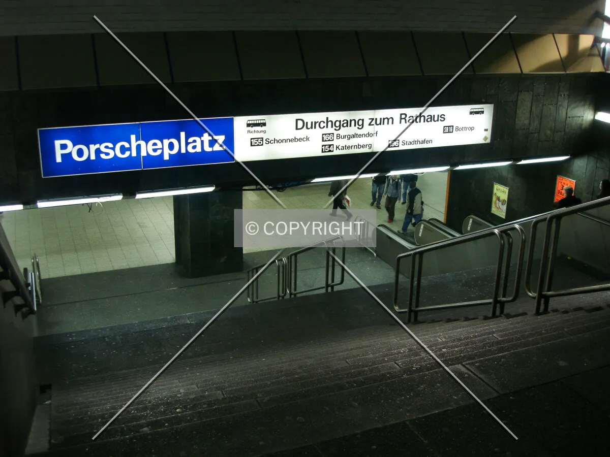 The shopping center at pathway to Porscheplatz