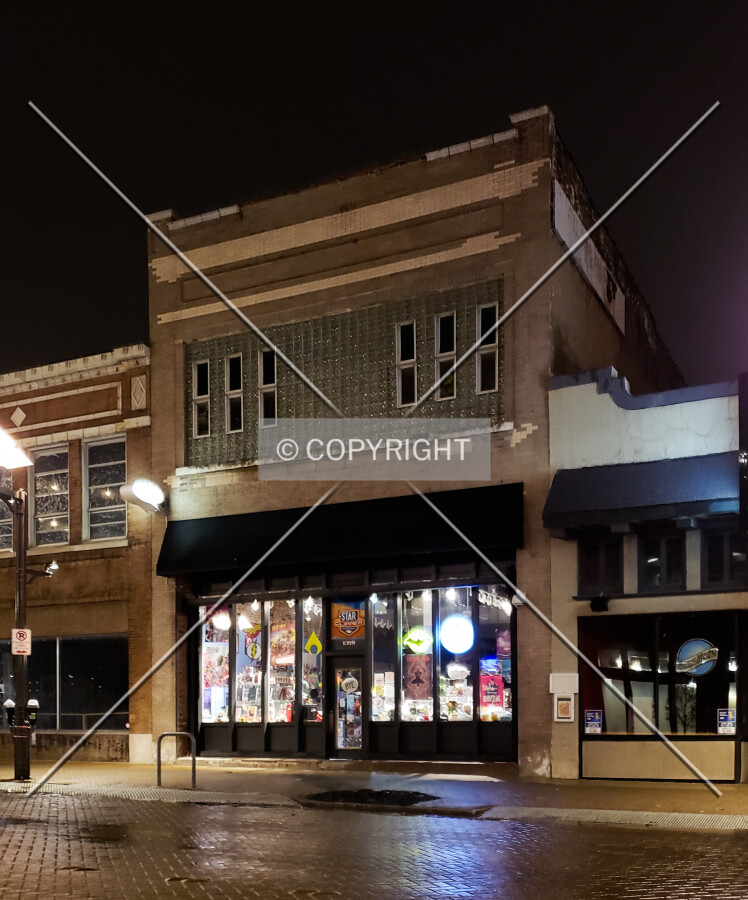 View from the southeast at night; December 15, 2018