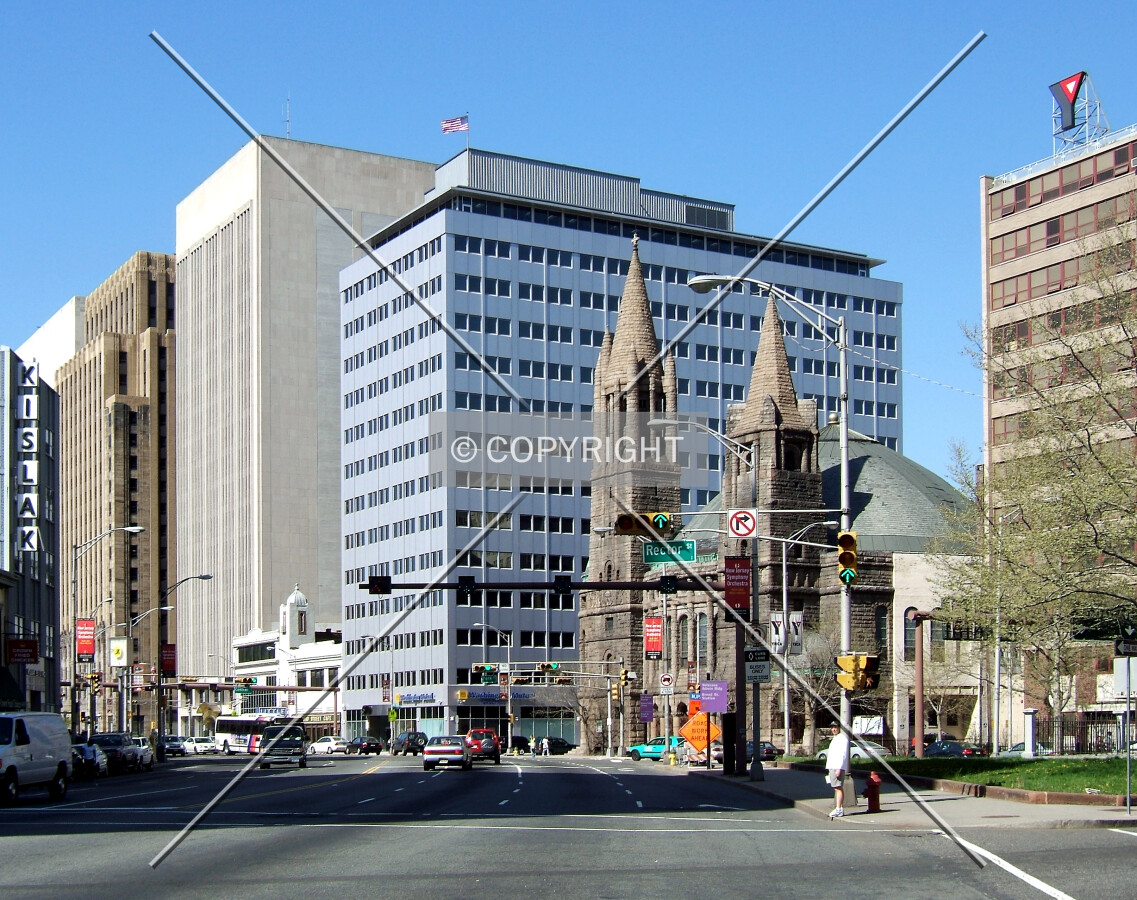View from the southwest along Broad Street