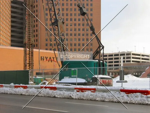 View to the southeast across Washington Street, Hyatt Regency in background