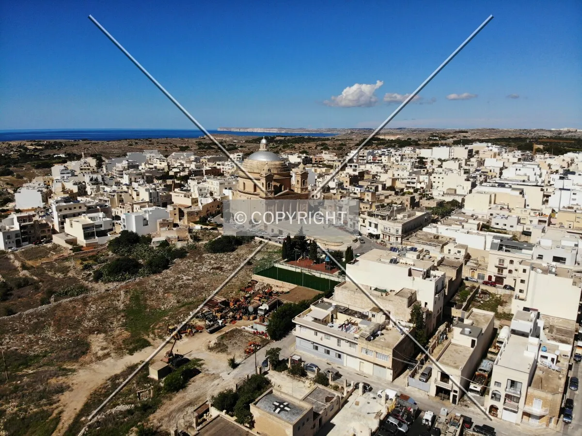Mġarr panorama and Santa Marija church