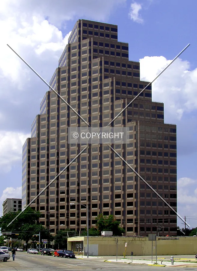 Looking southwest from Brazos Street