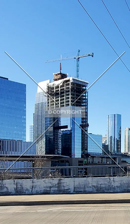 Distant view from the southeast during construction; January 23, 2021