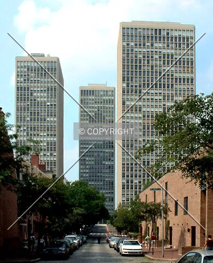 View from the southwest along 2nd Street
