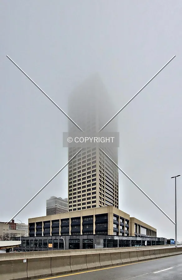 From the southwest on a foggy day; May 23, 2020