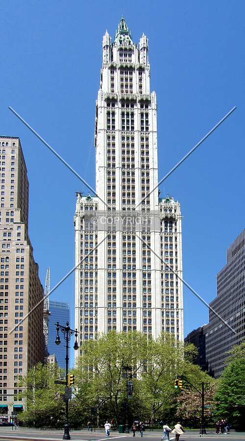 View from the southeast across Park Row and City Hall Park