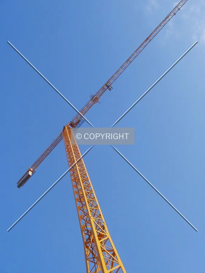 The recently positioned crane