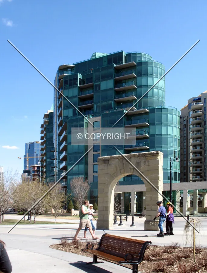 Seen from a nearby plaza
