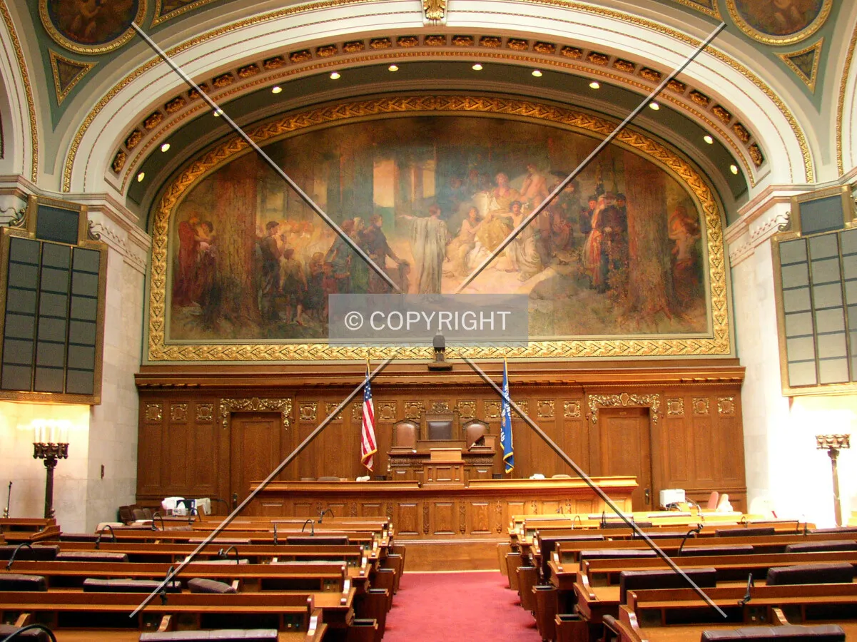 Mural entitled "Wisconsin" on the eastern wall of the Assembly Chamber