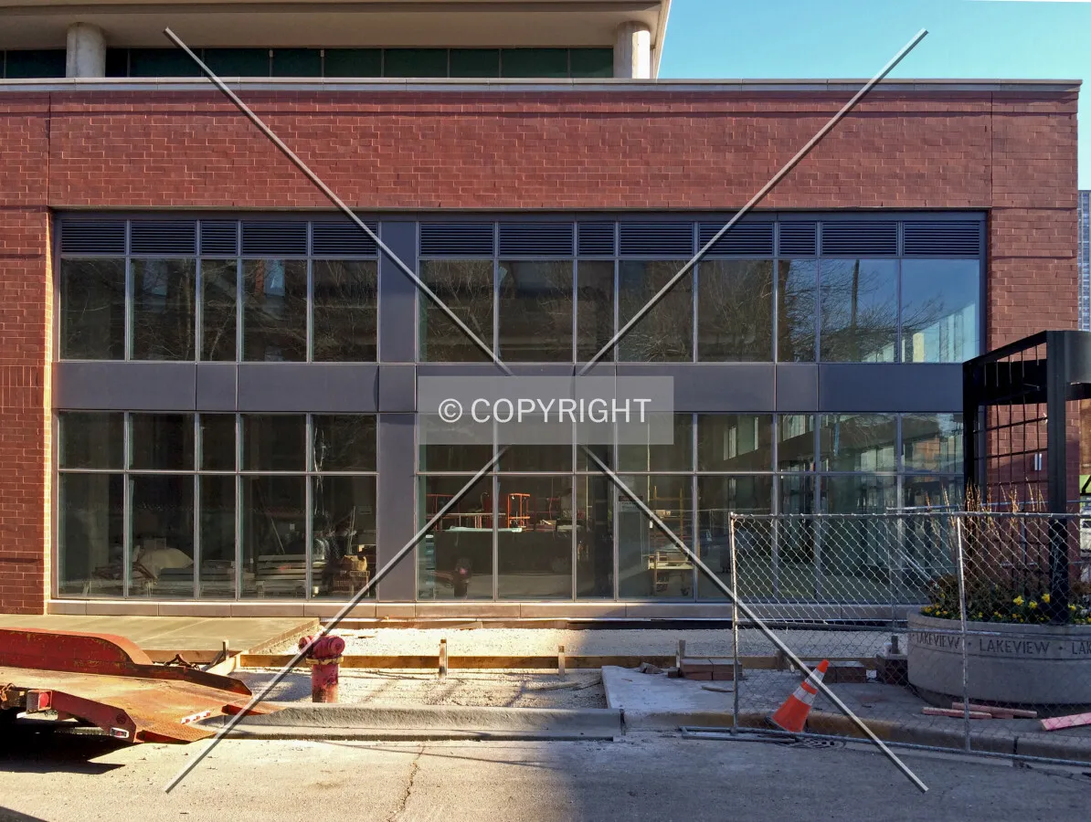 Facade detail at the southeast corner, viewed from Bradley Place. April 23, 2014.