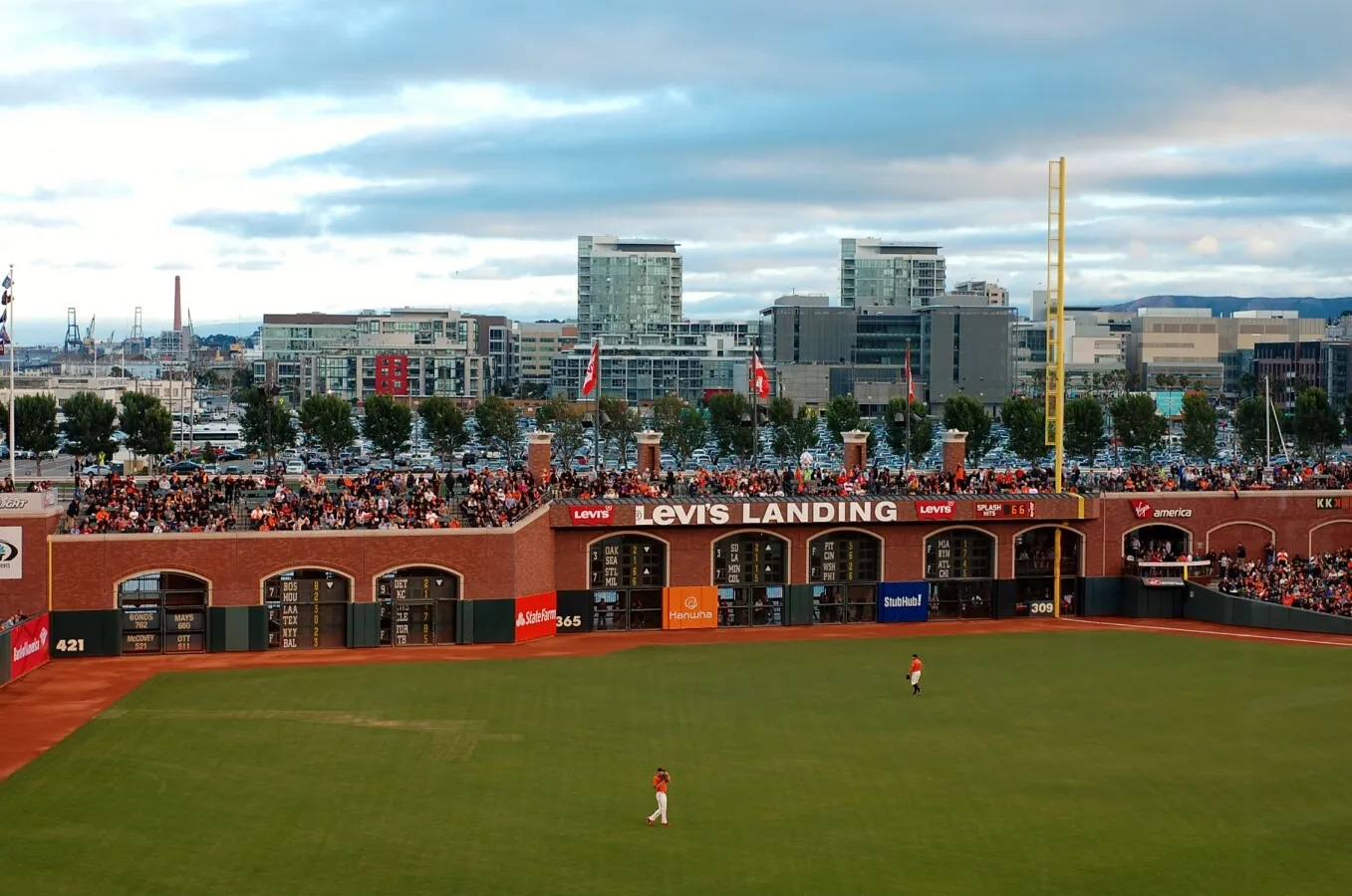 Evening view towards the outfield