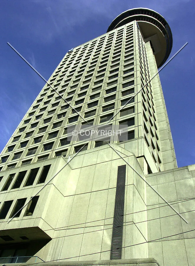 View straight up from Seymour Street