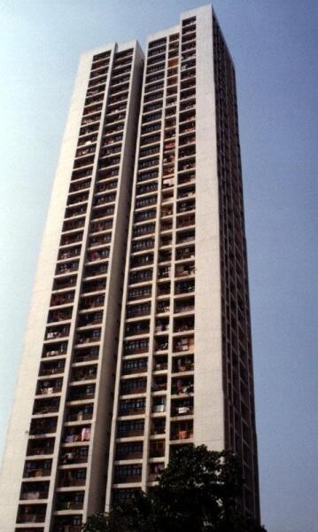 Looking up from street level