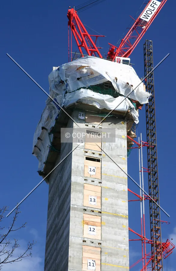 View east from Longford Street at the top of the core