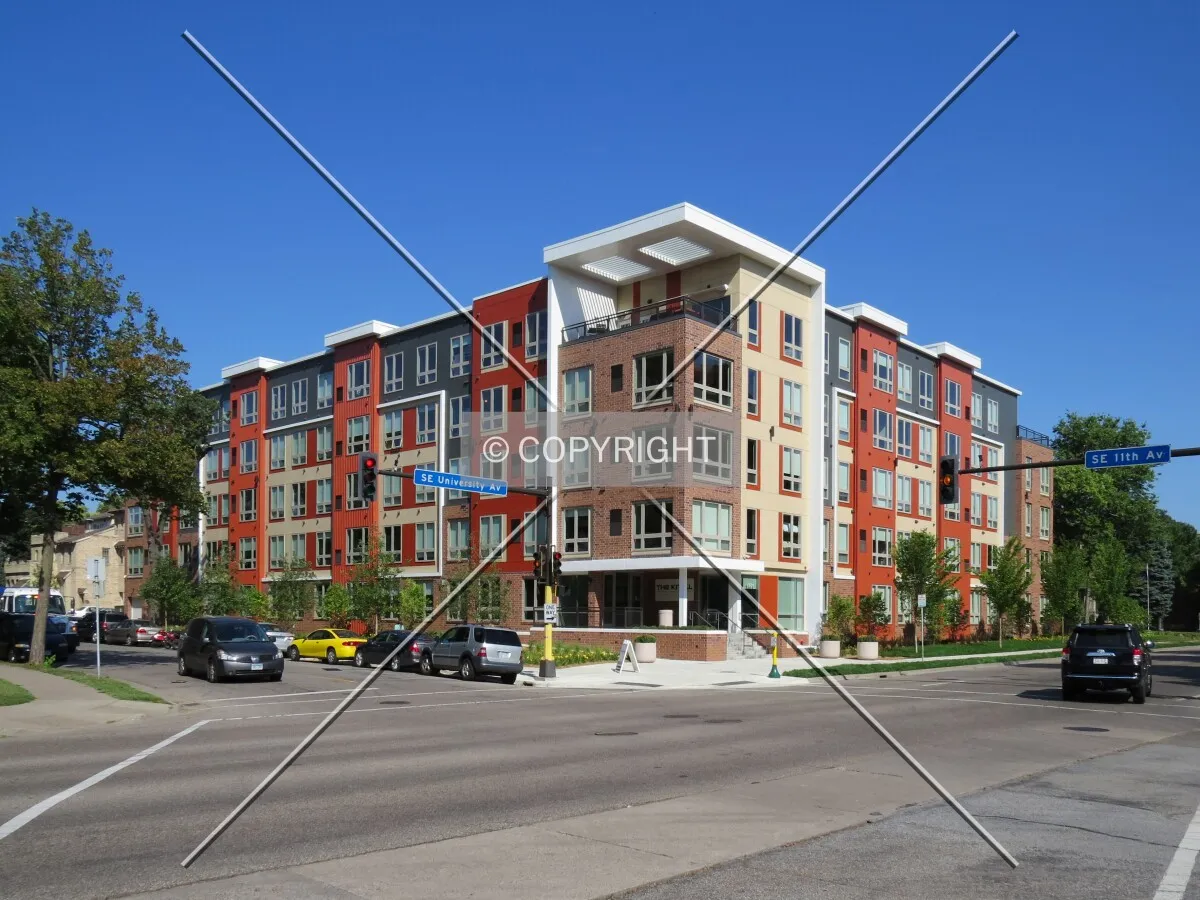 View to the northeast across 11th Avenue & University Avenue SE