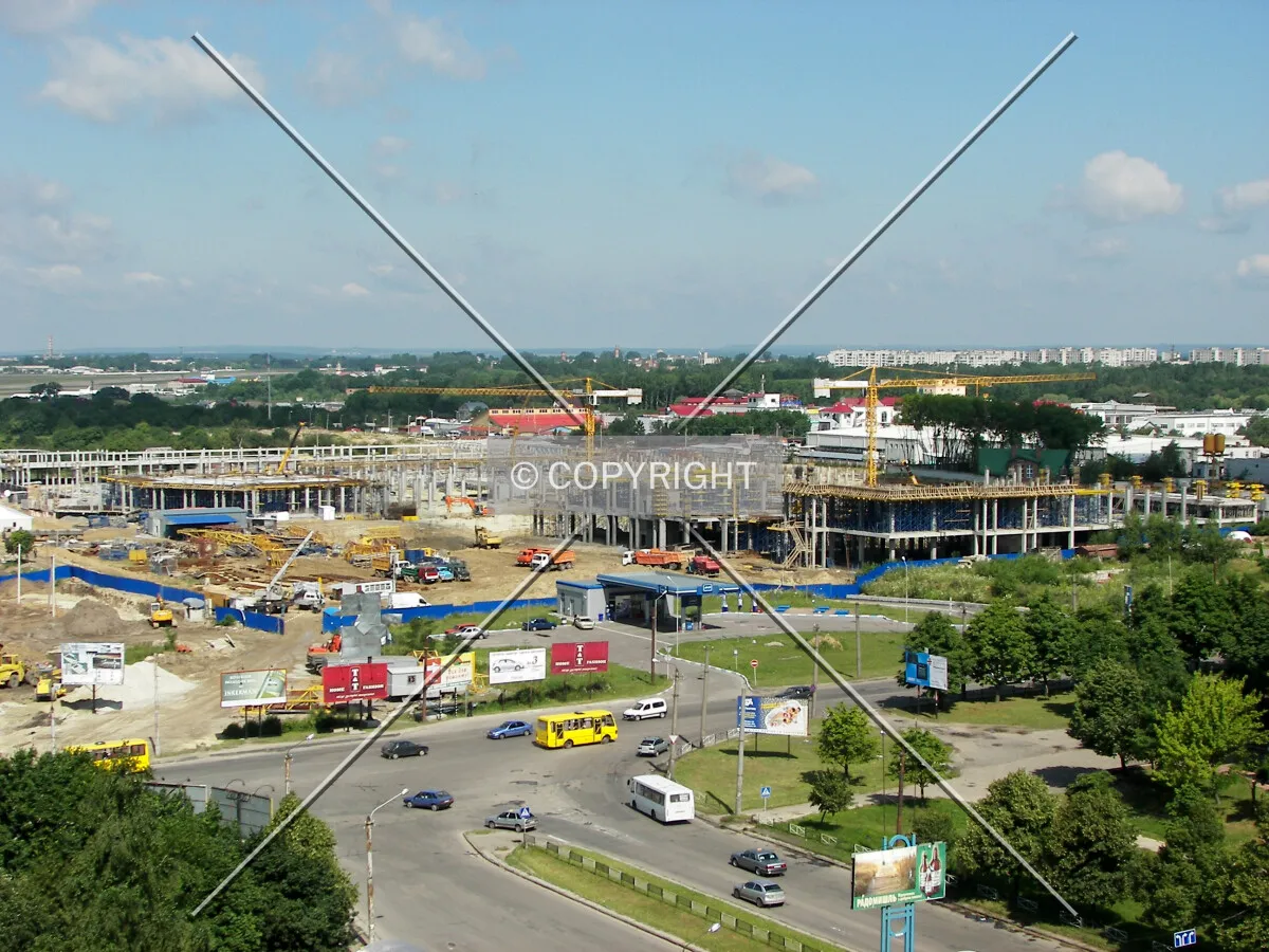 Elevated view from the east