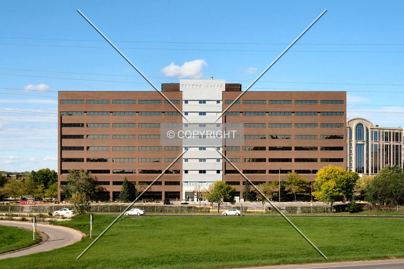 Full south elevation from across Interstate 494