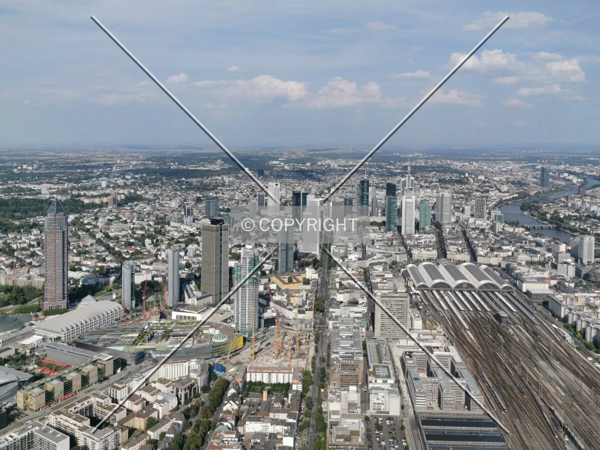 Flight with a helicopter over Frankfurt