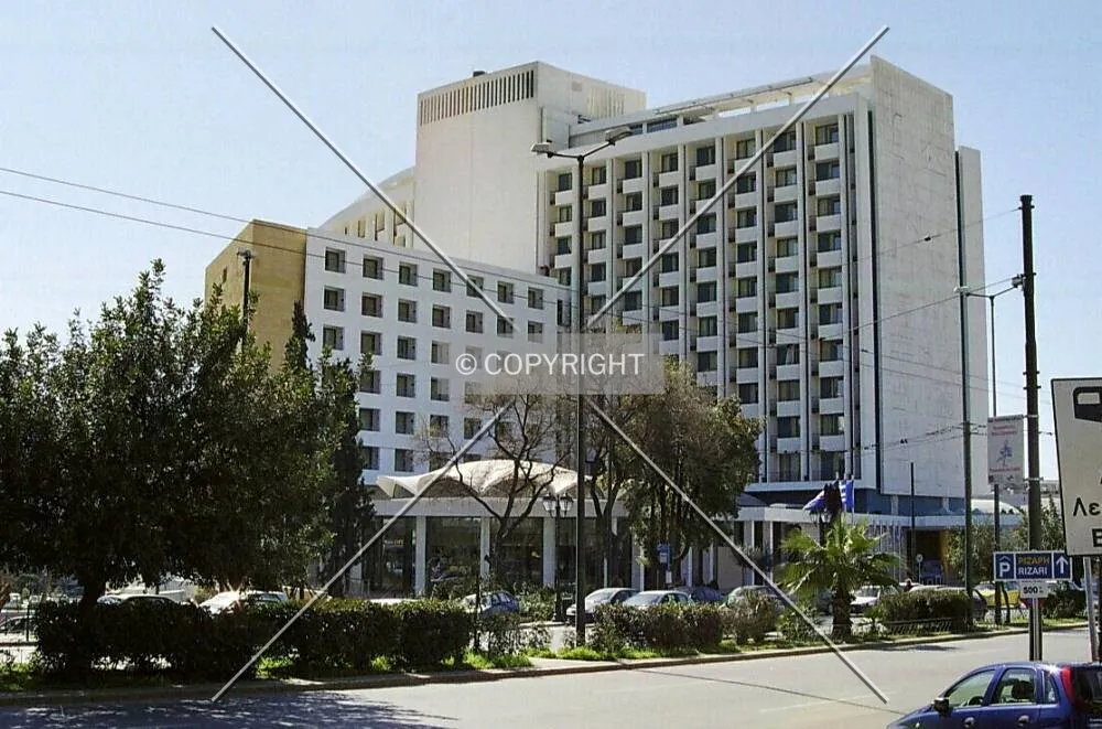Rear view of the building from Vasilissis Sophias Avenue depicting the newly added northern wing