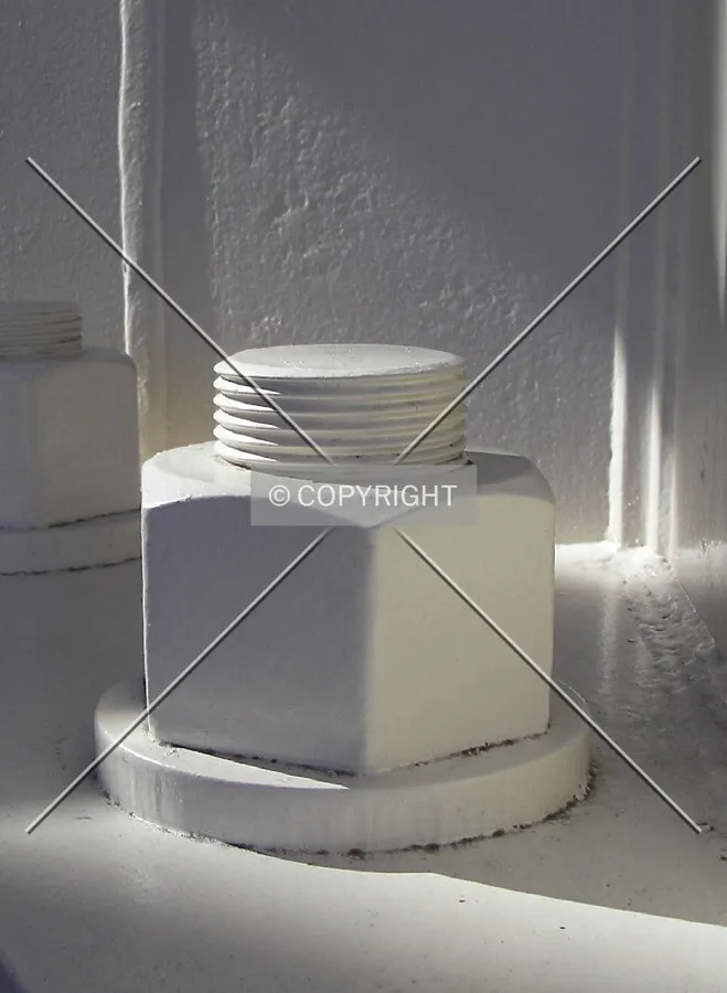 View of one of the many bolts holding the structure in place