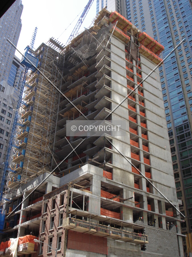 Looking up the northeast corner