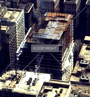 Looking down at the construction from the Sears Tower in 1979