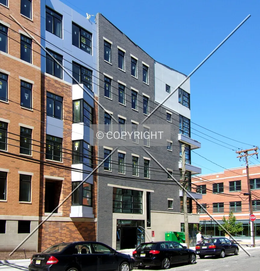 View from the south toward the corner of 9th and Madison streets