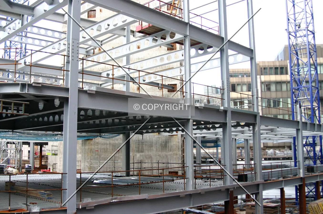 Steelwork on the east side from Holborn Viaduct