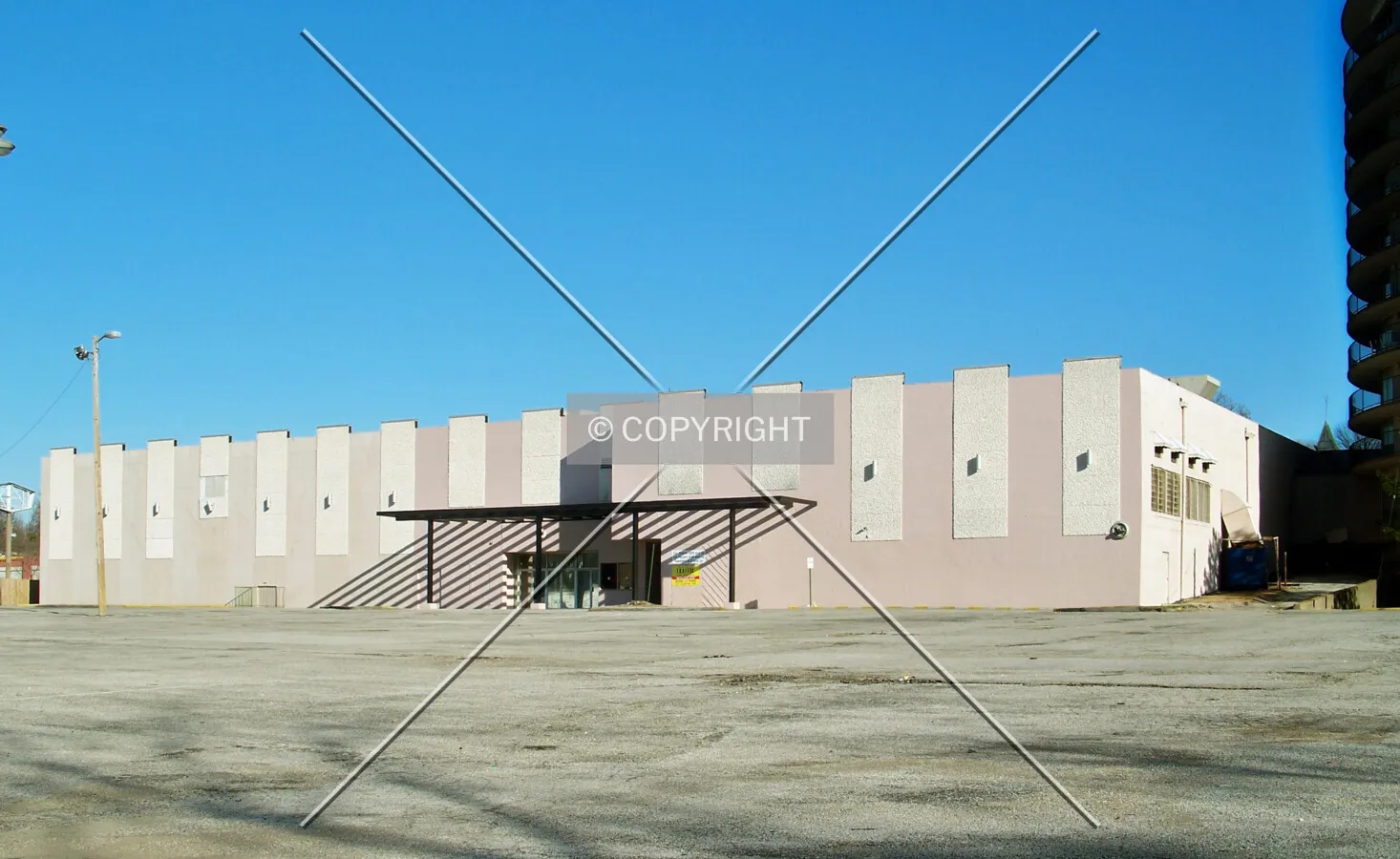 The rear side of the retail section from the southwest; January 15, 2008