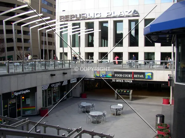 Entrance to the underground food court from the 16th Street Mall