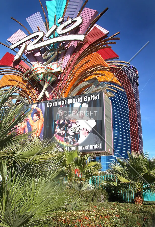Tower behind hotel marquee sign on Flamingo