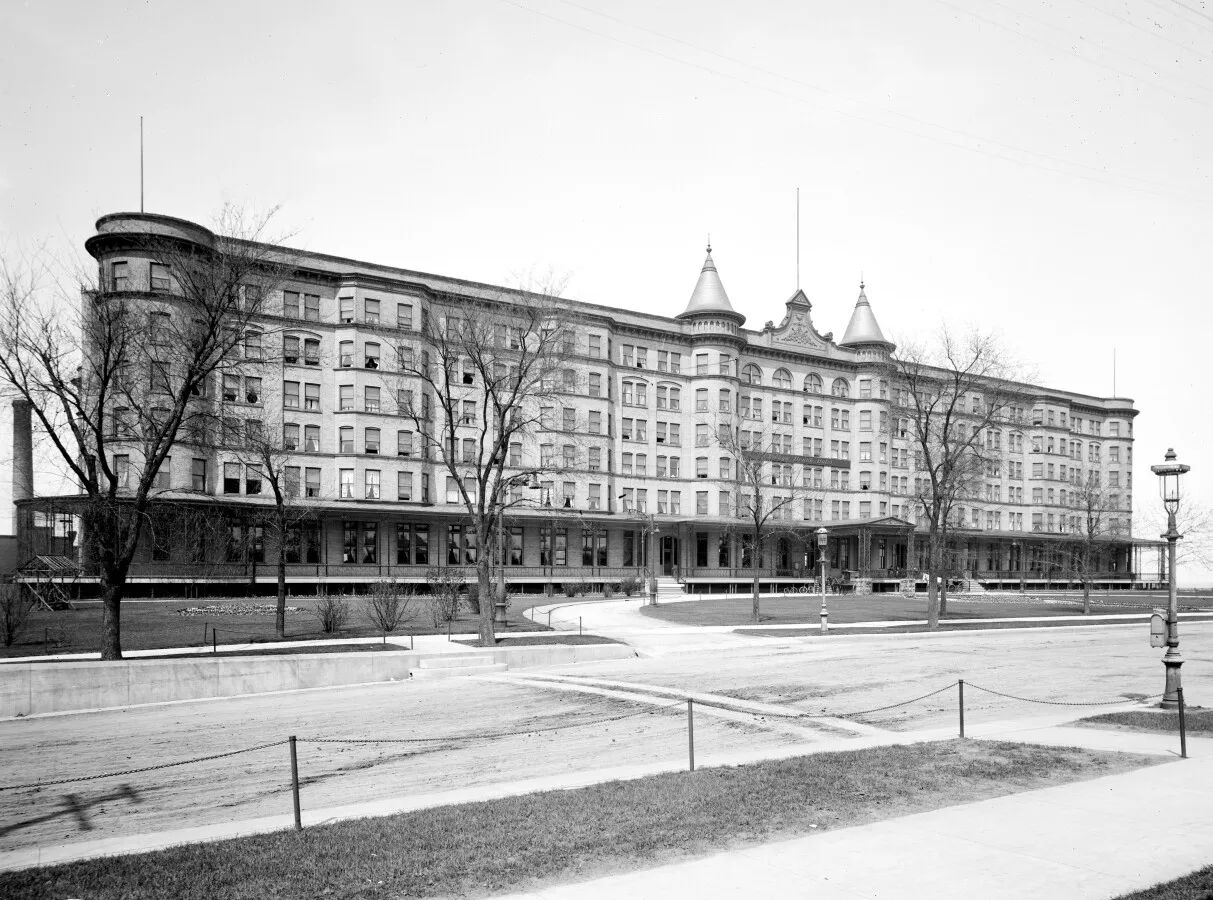 View from the southwest of the original 1891 building