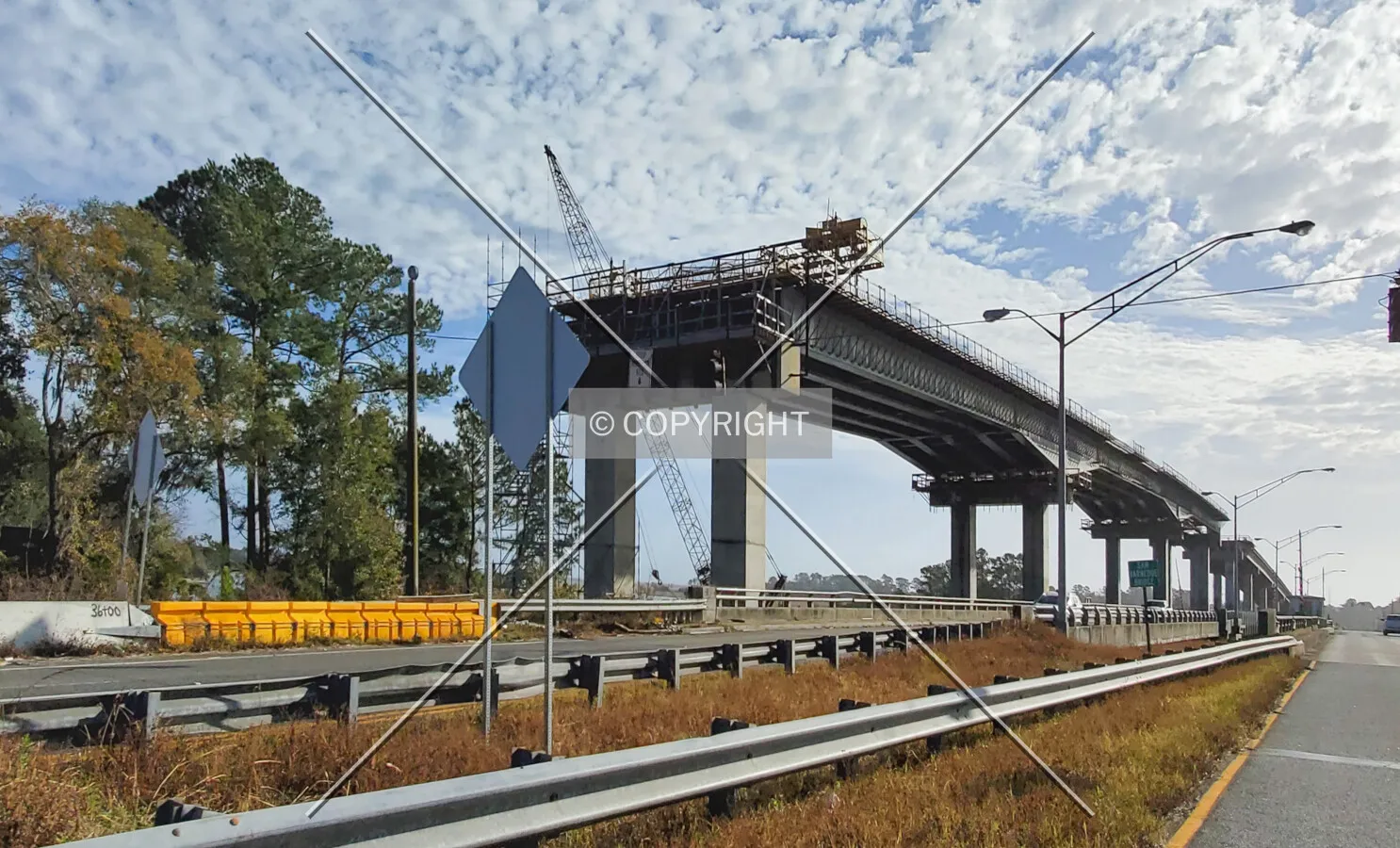 From the southwest during construction; January 1, 2021