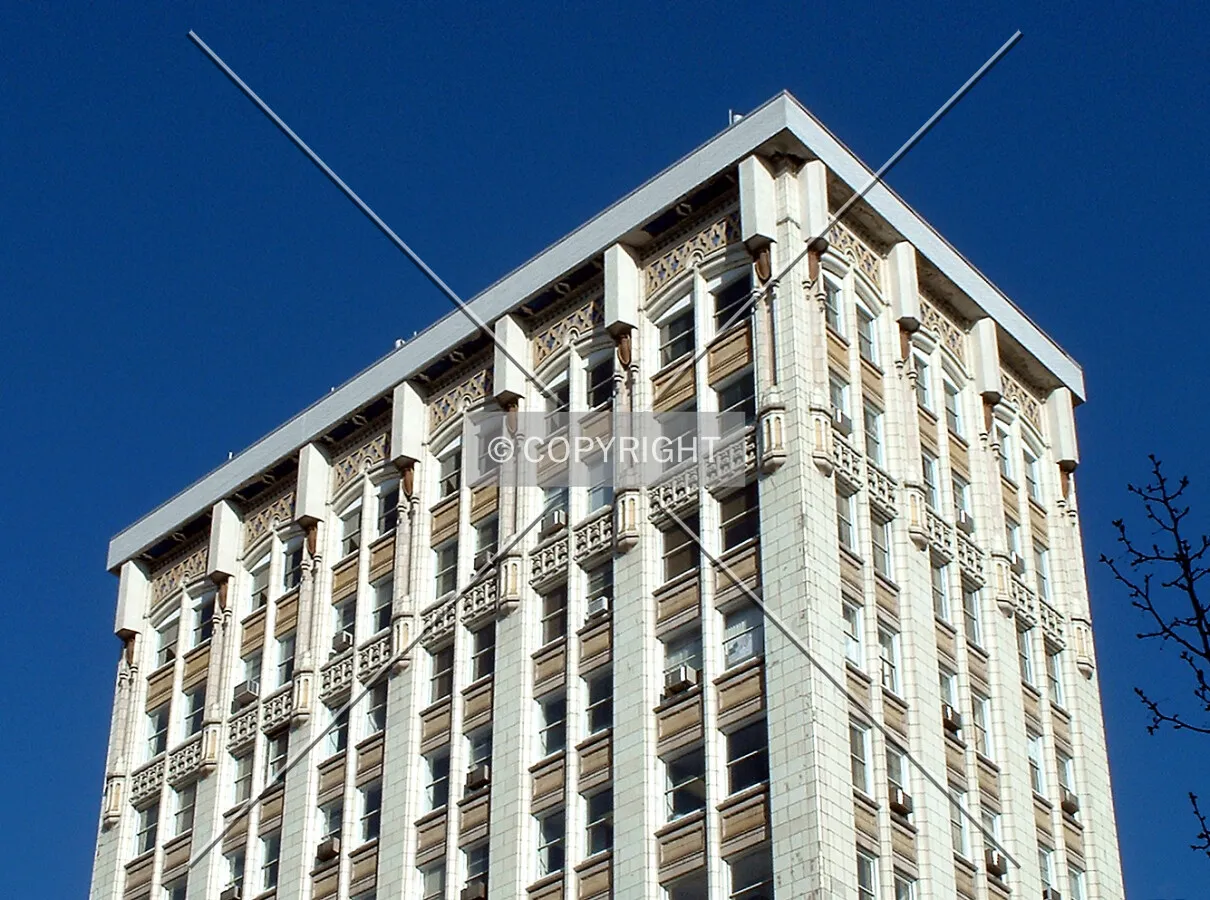 Building crown from the west