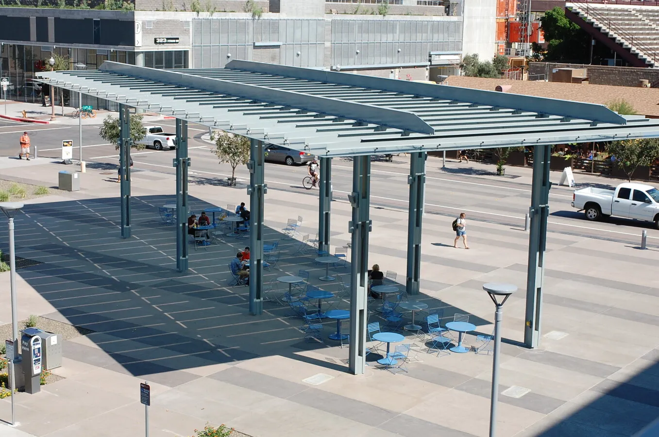 View of the covered outdoor tables