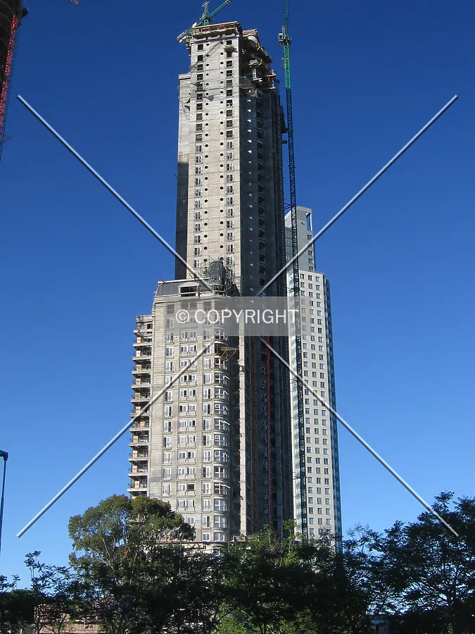 View from the southwest, the building is almost topped out