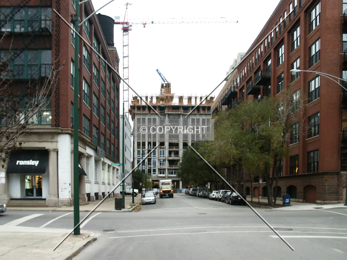 At the end of Huron Street from the east