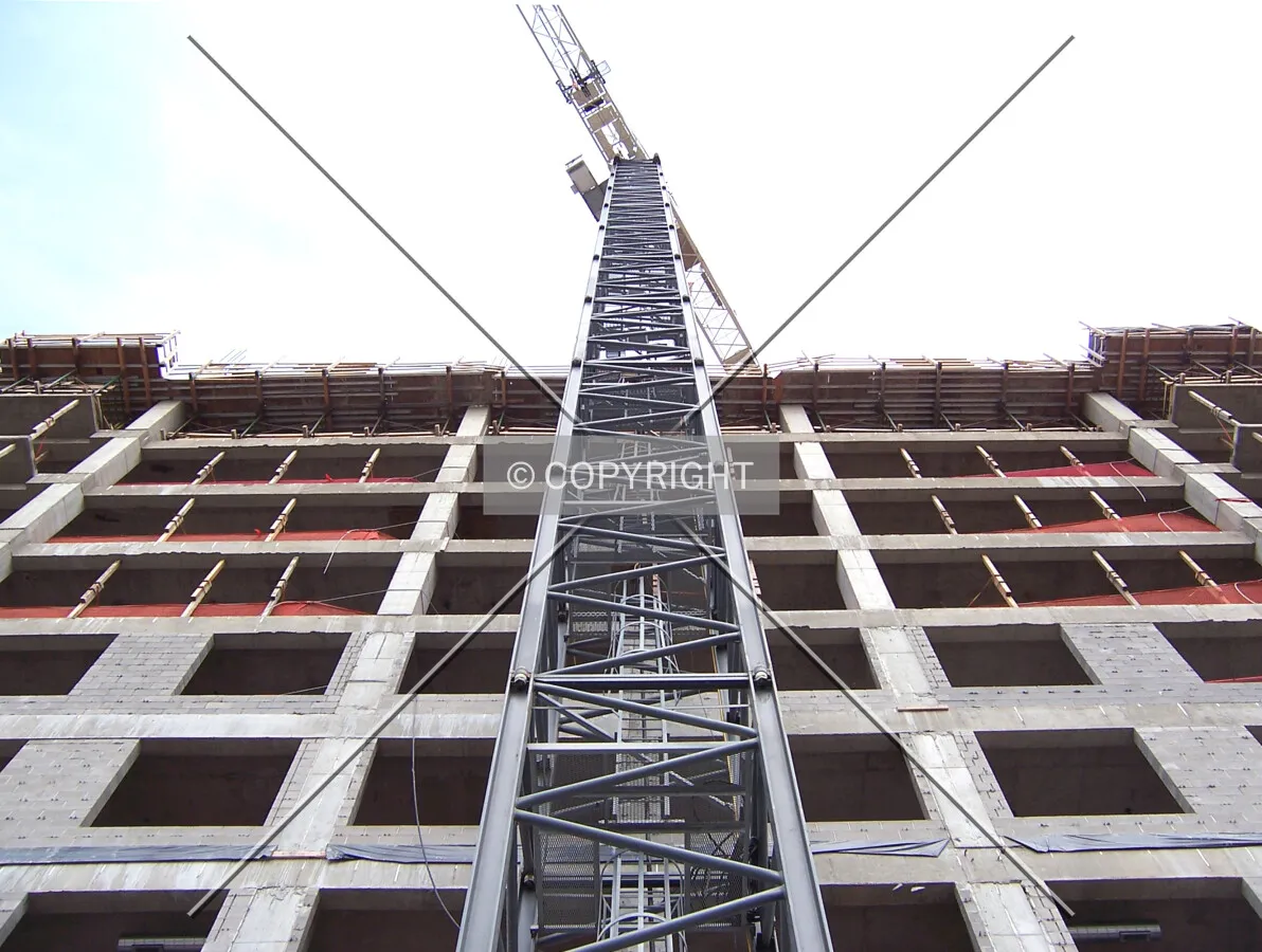 Looking up the center of the building from Franklin Street