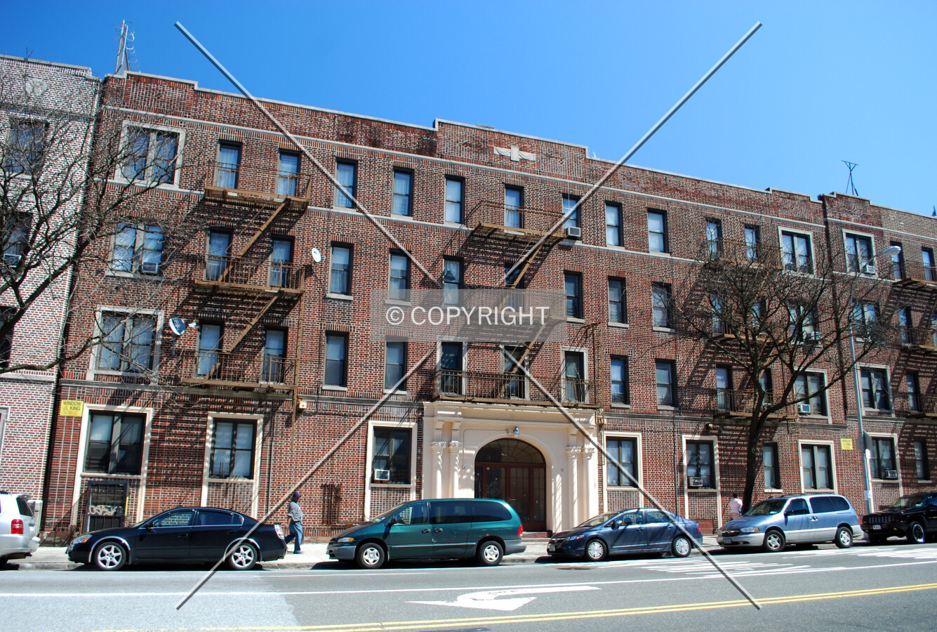 Viewed from the west along Ocean Avenue