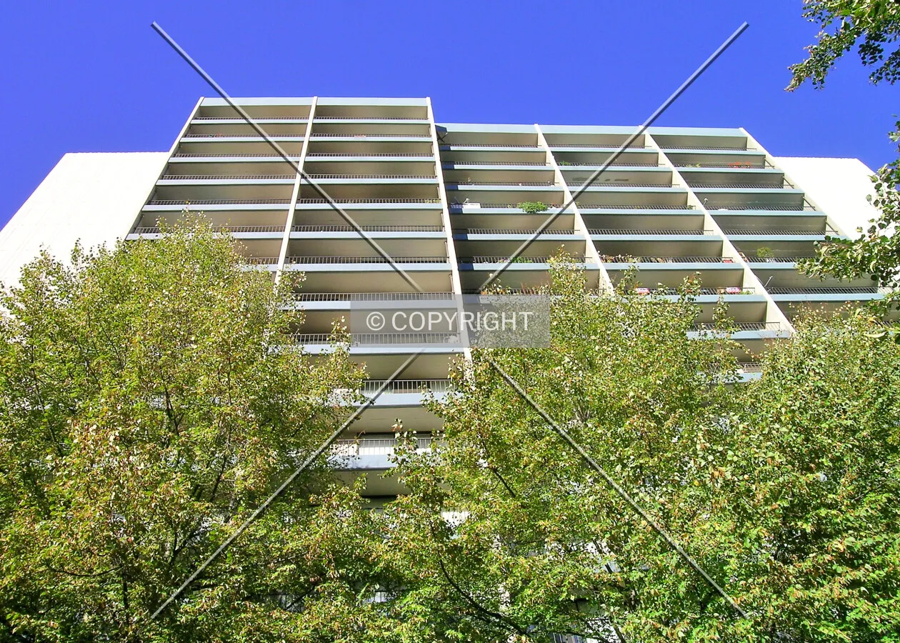 Looking up the south facade