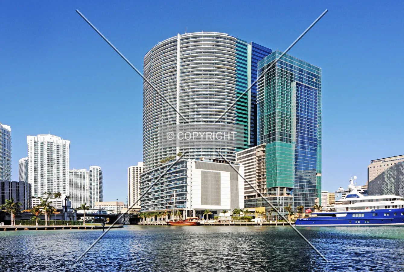 View from the southeast along Brickell Key