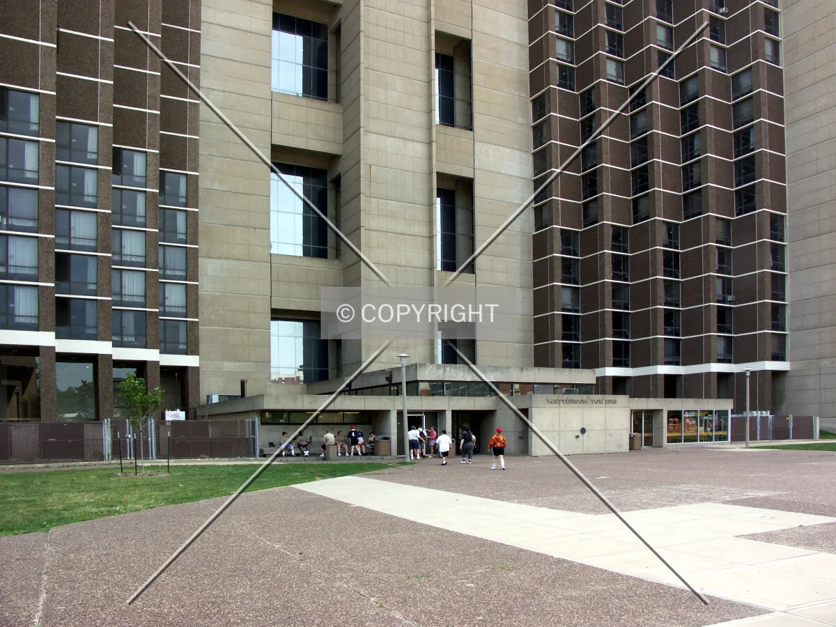 Main entrance looking south