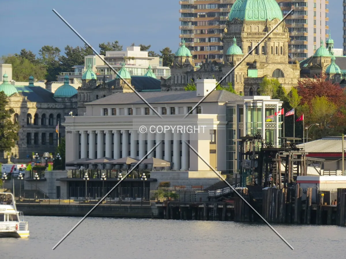 View to the southeast across Victoria's Inner Harbour from Songhees Point Park