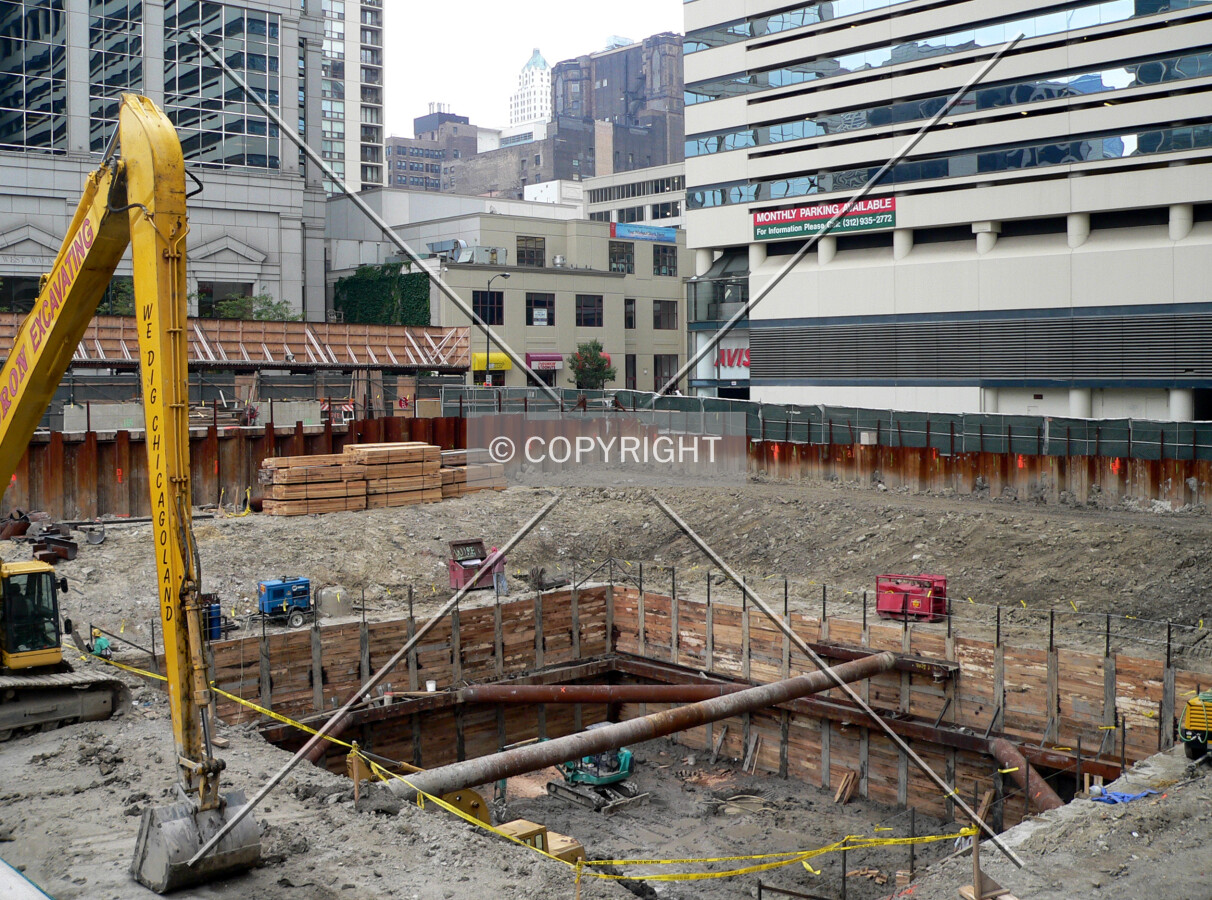 View to the southeast across the site during excavation