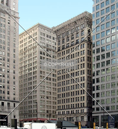 View from the northeast with the Robinson Building