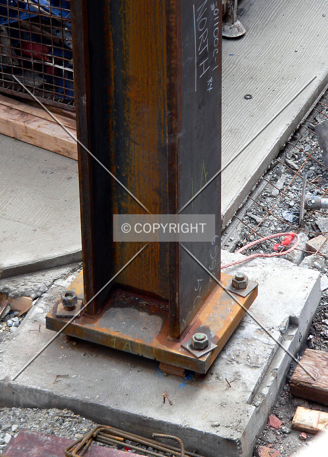 Steel connection to concrete base caisson foundation