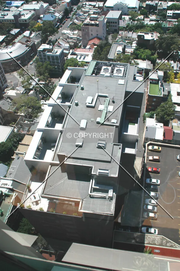 Looking down on the rooftop