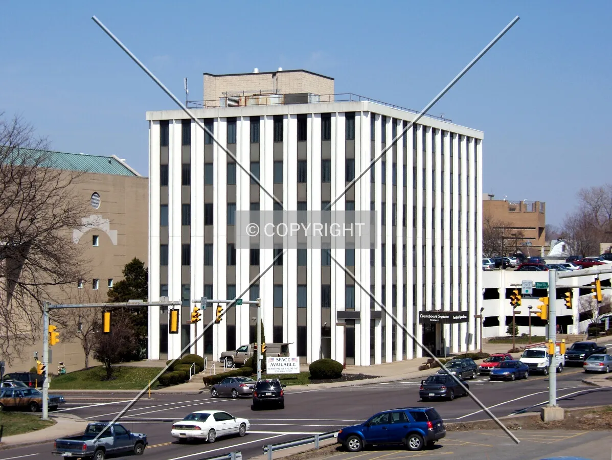 View from the southwest across River and North Streets