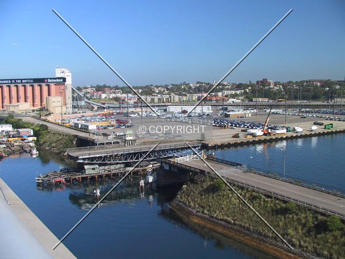 View of the former Glebe Island Bridge which the current bridge replaced